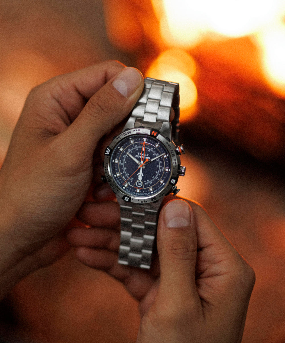 TIMEX　タイメックス　 Expedition E-Compass Expedition Tide-Temp-Compass 45mm Stainless Steel Bracelet Watch