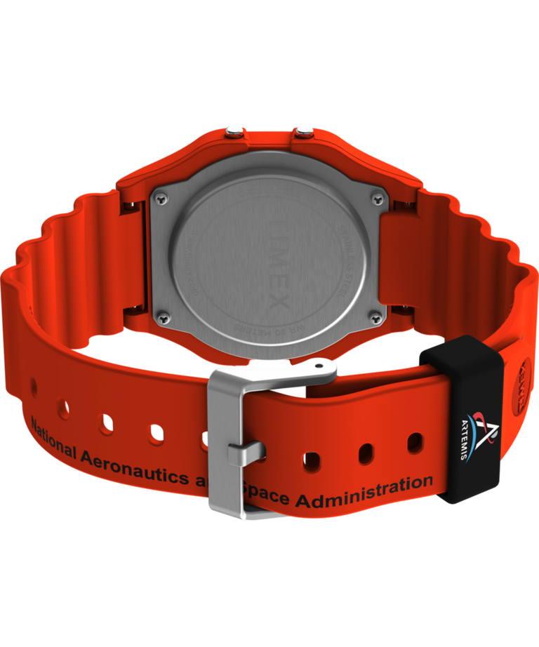 TW2Y13300 Timex Main Street NASA Artemis Digital 36mm Resin Strap Watch Caseback with Attachment Image