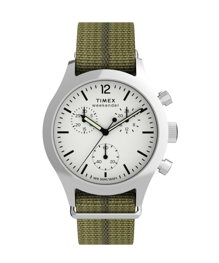 TW2Y15700 Timex Weekender New England Chronograph 40mm Eco-Conscious Fabric Strap Watch Primary Image