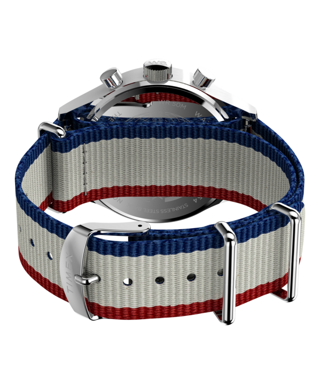 TW2Y15800 Timex Weekender New England Chronograph 40mm Eco-Conscious Fabric Strap Watch Caseback with Attachment Image