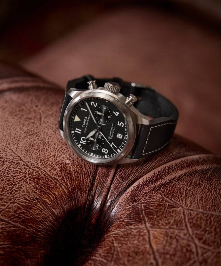 TW2Y19000 Waterbury Ace Chronograph 41mm Leather Strap Watch Alt Beauty Shot 2