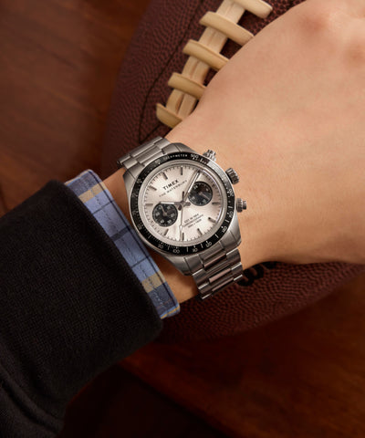 TW2Y19200 Waterbury Heritage Chronograph 39mm Stainless Steel Bracelet Watch   Alt Wrist Shot 1 Image