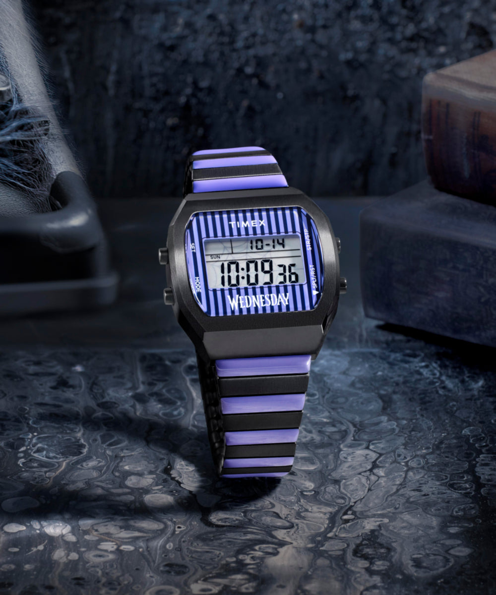 Timex x Wednesday T80 36mm Stainless Steel Black and Purple