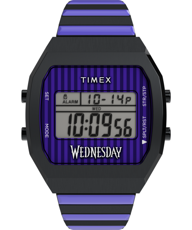 Timex x Wednesday T80 36mm Stainless Steel Black and Purple Timex x Wednesday T80 36mm Stainless Steel Black and Purple