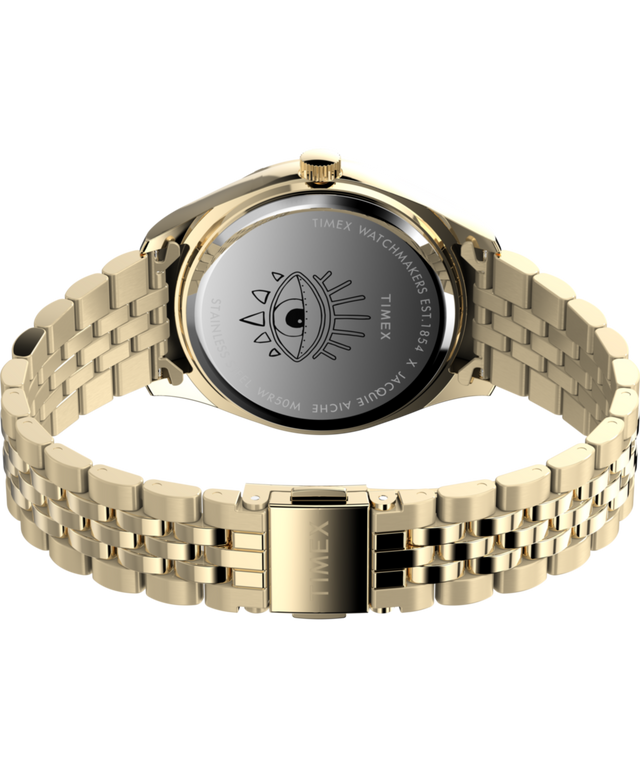 TW2Y19700 Timex x Jacquie Aiche Cosmic Nights 36mm Stainless Steel Bracelet Watch Caseback with Attachment Image