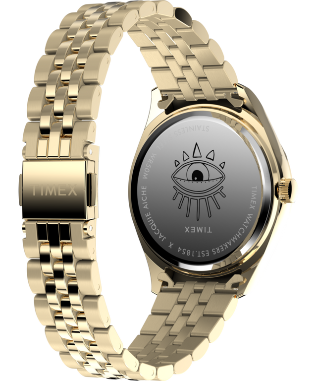 TW2Y19700 Timex x Jacquie Aiche Cosmic Nights 36mm Stainless Steel Bracelet Watch Caseback with Attachment Image