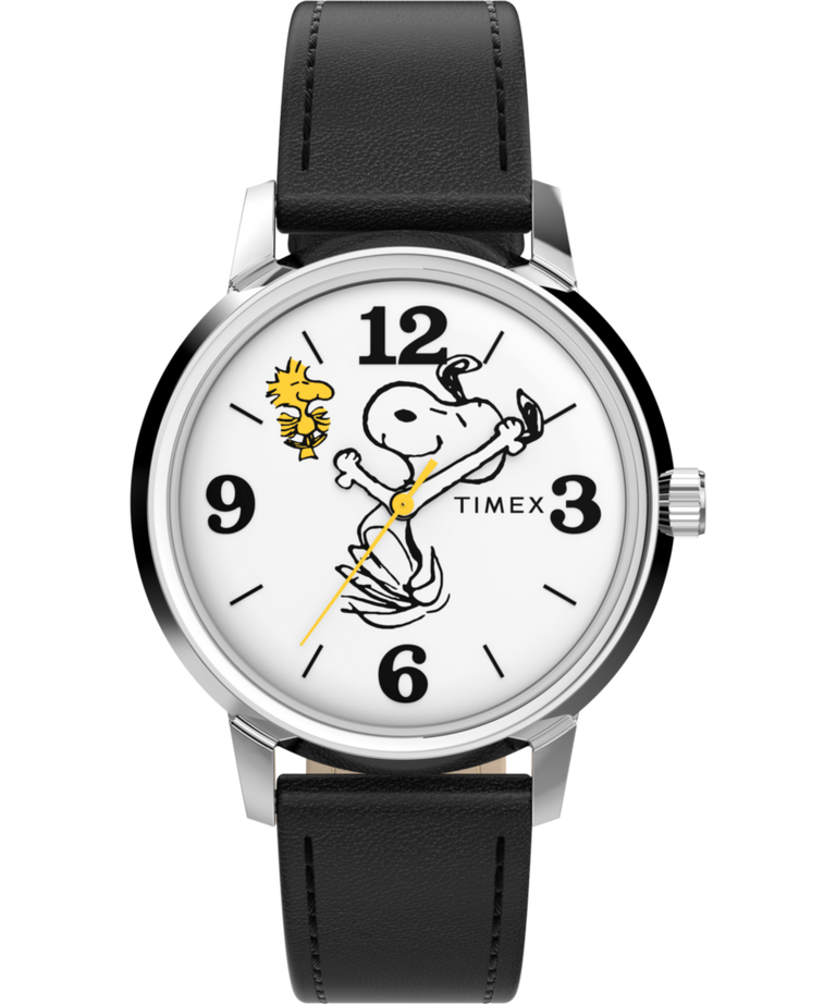 TW2Y19900 Timex x Peanuts® Marlin® 75th Anniversary Edition 38mm Leather Strap Watch  Primary Image