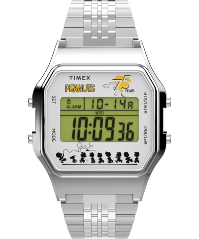 TW2Y20000 Timex x Peanuts® T80 75th Anniversary Edition 34mm Stainless Steel Bracelet Watch Primary Image
