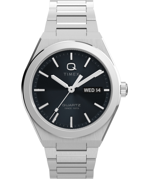 Q Timex® Continental Day and Date 39mm Stainless Steel Bracelet