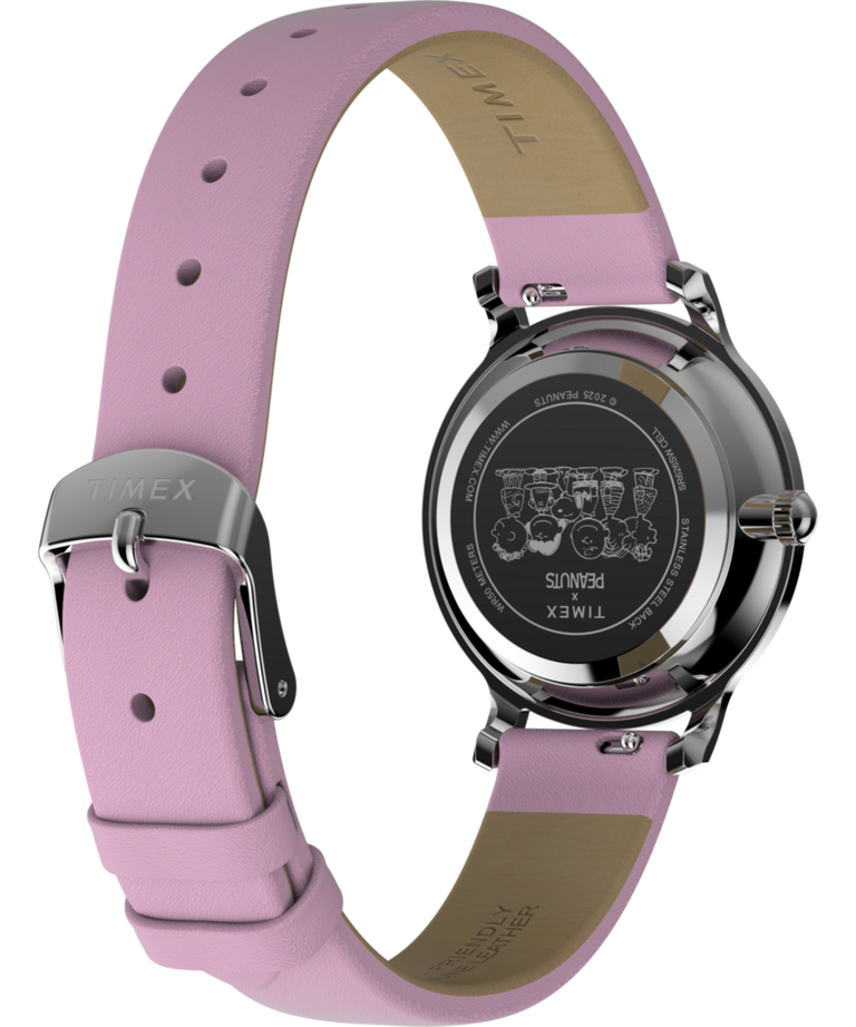 TW2Y26000 Peanuts® x Timex Transcend Snoopy Hug 31mm Leather Strap Watch Caseback with Attachment Image