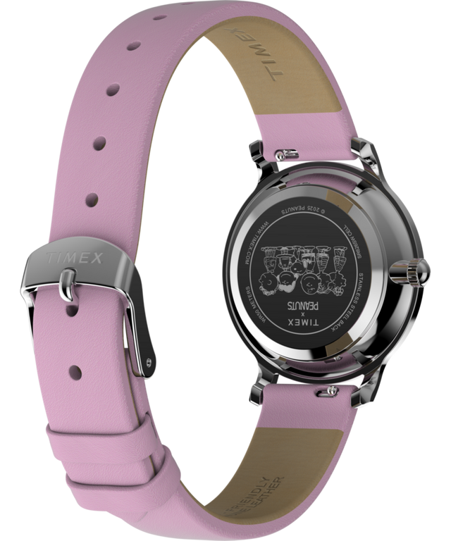 TW2Y26000 Peanuts® x Timex Transcend Snoopy Hug 31mm Leather Strap Watch Caseback with Attachment Image