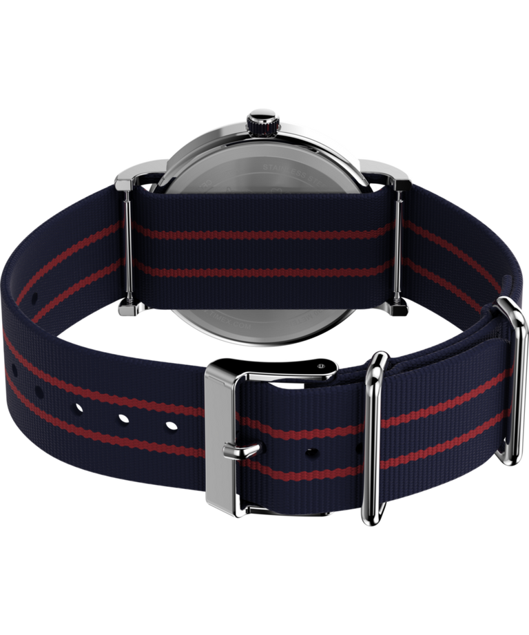 TW2Y31100 Peanuts® x Timex Weekender Joe Cool 38mm Fabric Strap Watch Caseback with Attachment Image