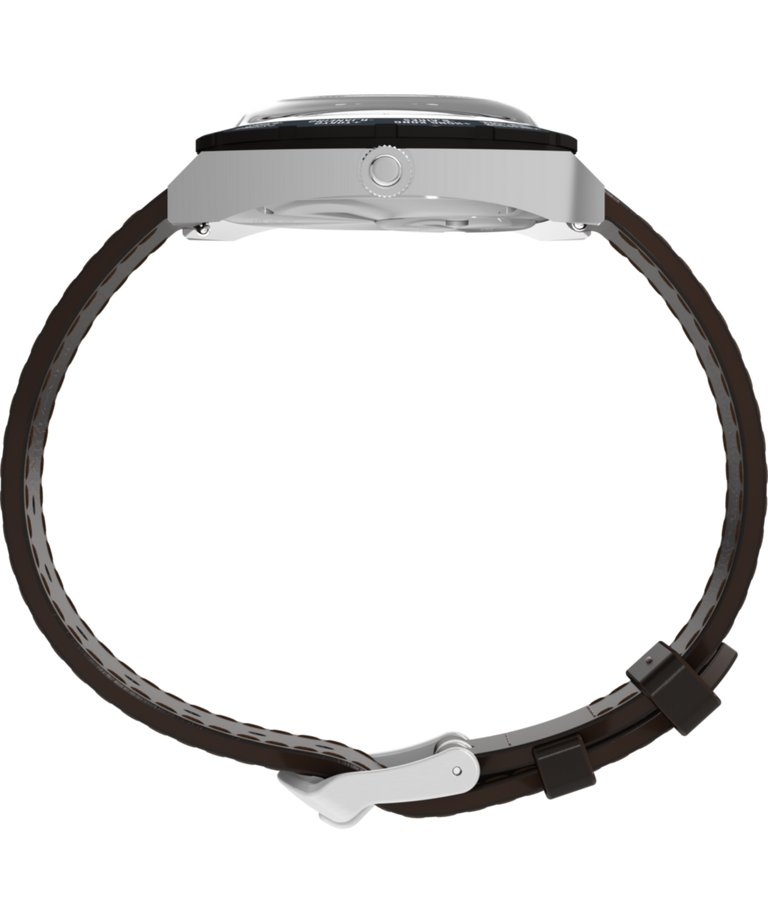 TW2Y31300 Q Timex® 1972 World Time 39mm Leather Strap Watch Profile Image