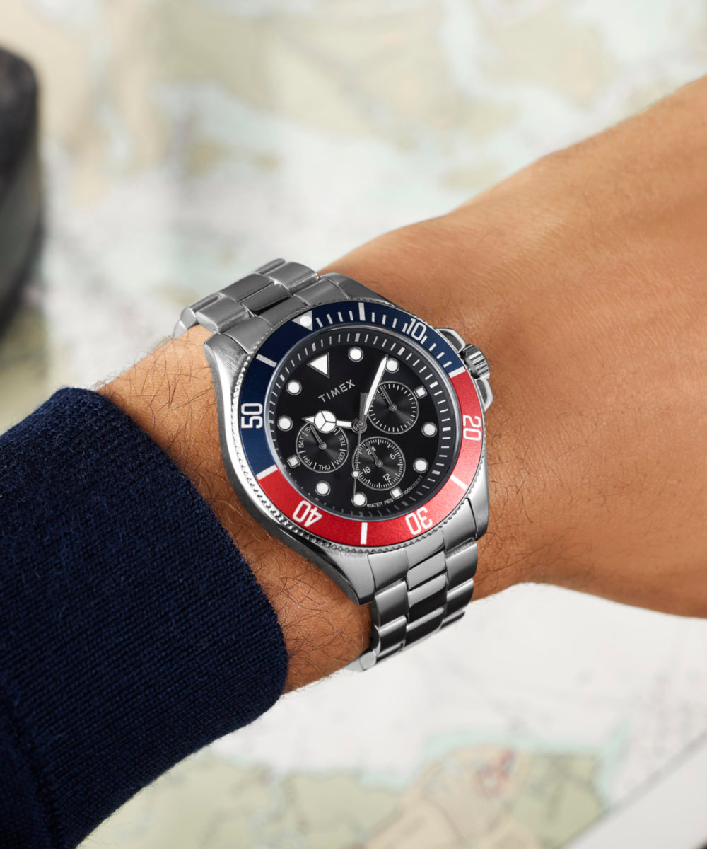 Harborside Coast Multifunction 43mm Stainless Steel Bracelet Watch