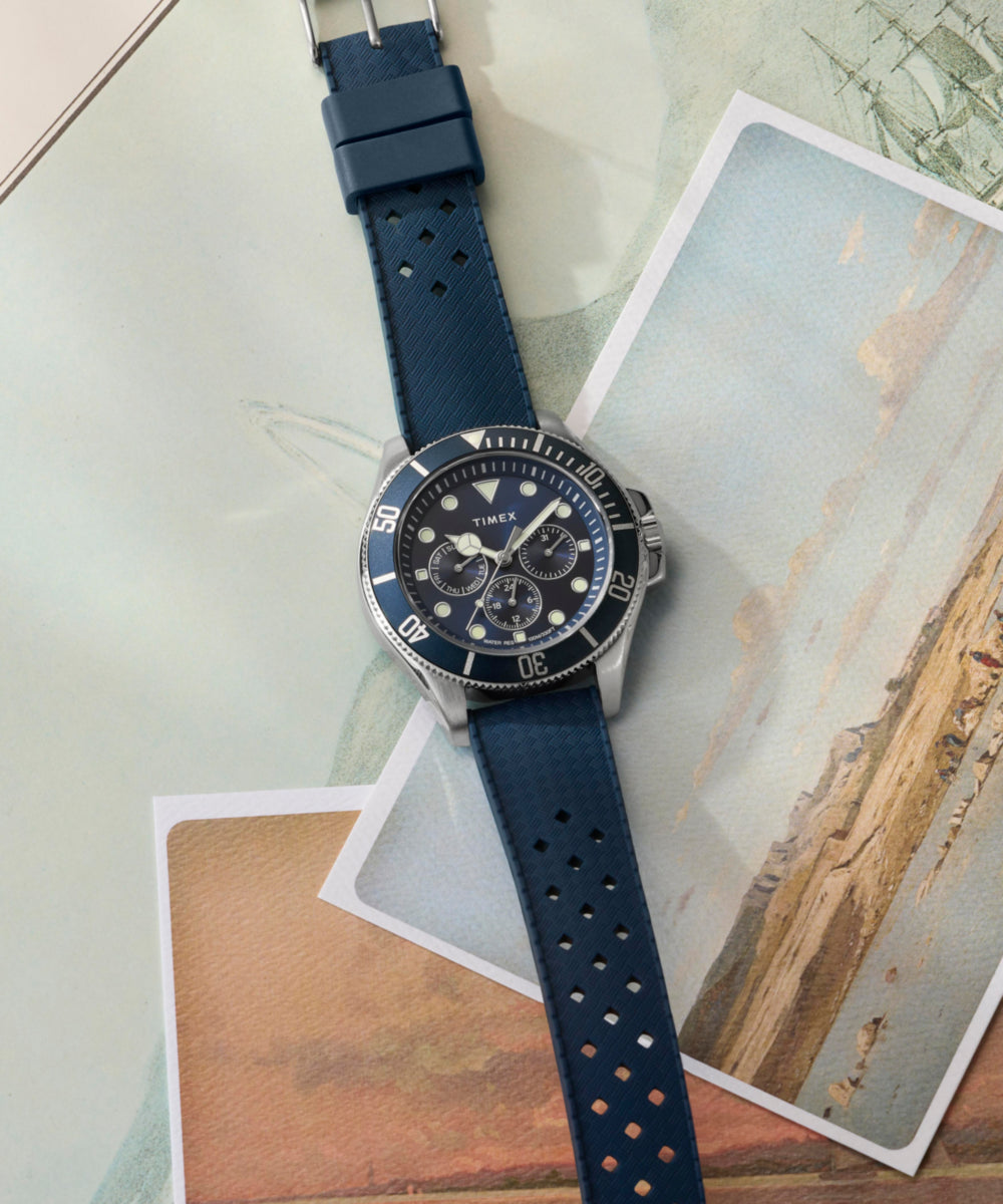 Harborside Coast Multifunction 43mm Synthetic Rubber Strap Watch