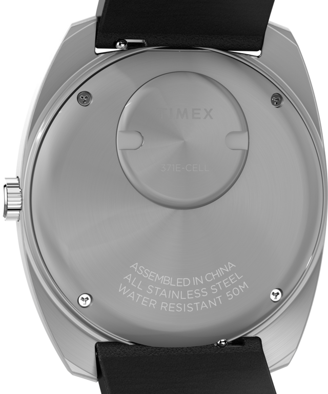 TW2Y34500 Q Timex® 1975 Enigma 37mm Leather Strap Watch Caseback Image