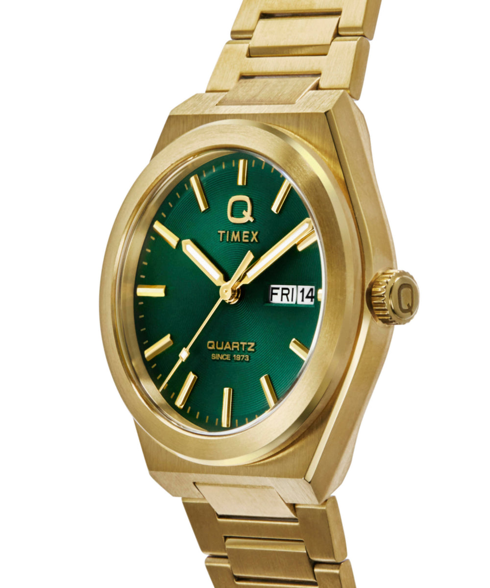Q Timex® Continental Day and Date 39mm Stainless Steel Bracelet