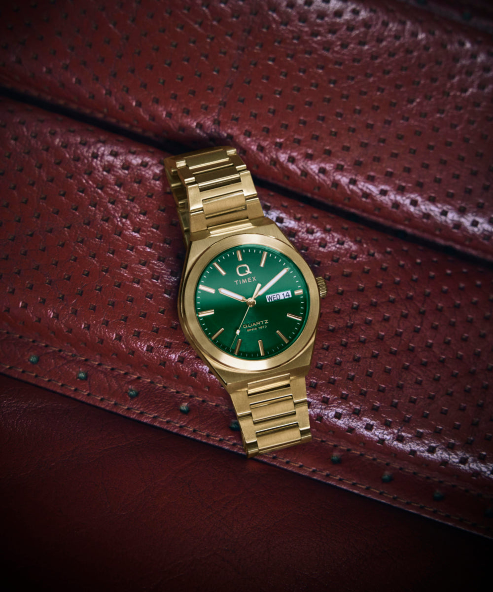 Q Timex® Continental Day and Date 39mm Stainless Steel Bracelet
