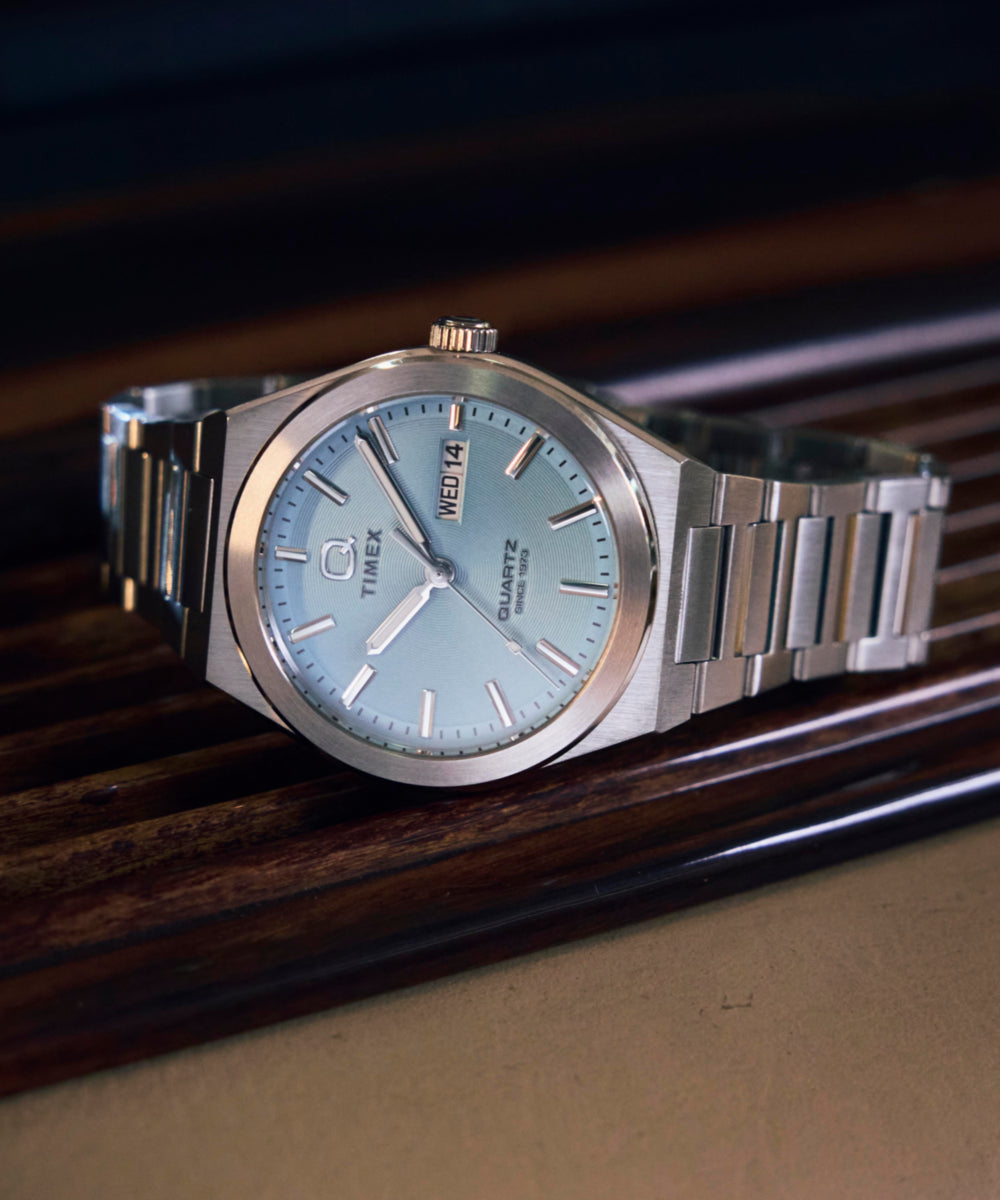 Q Timex® Continental Day and Date 39mm Stainless Steel Bracelet