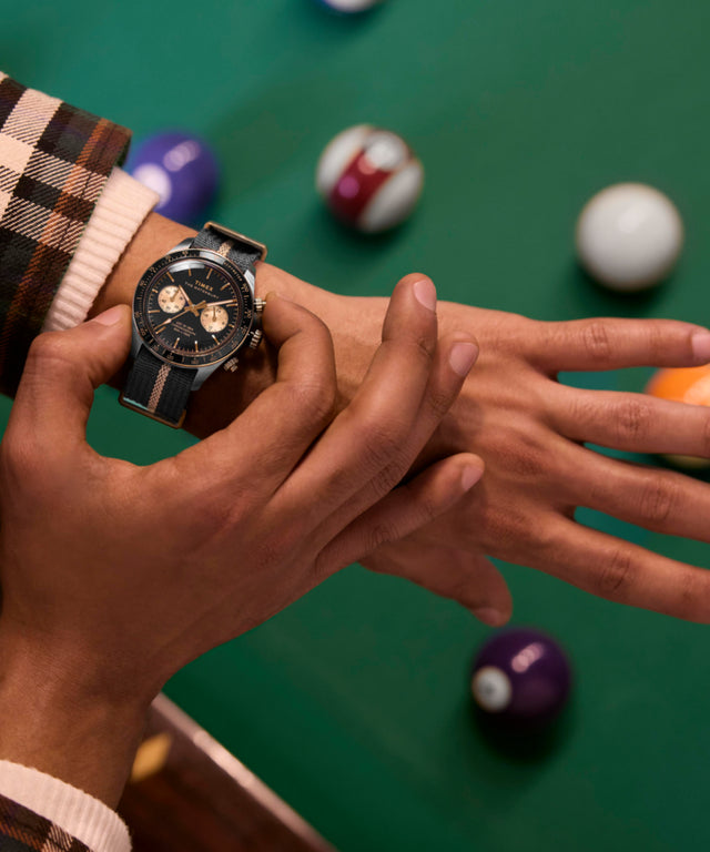 TW2Y35400 Waterbury Heritage Chronograph 39mm Fabric Strap Watch Primary Wrist Image