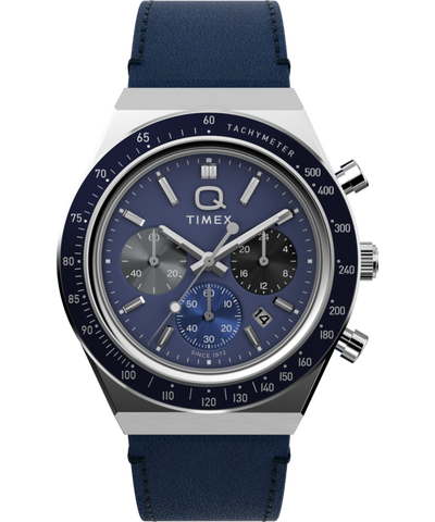 TW2Y36100 Q Timex® Chronograph 40mm Leather Strap Watch Primary Image