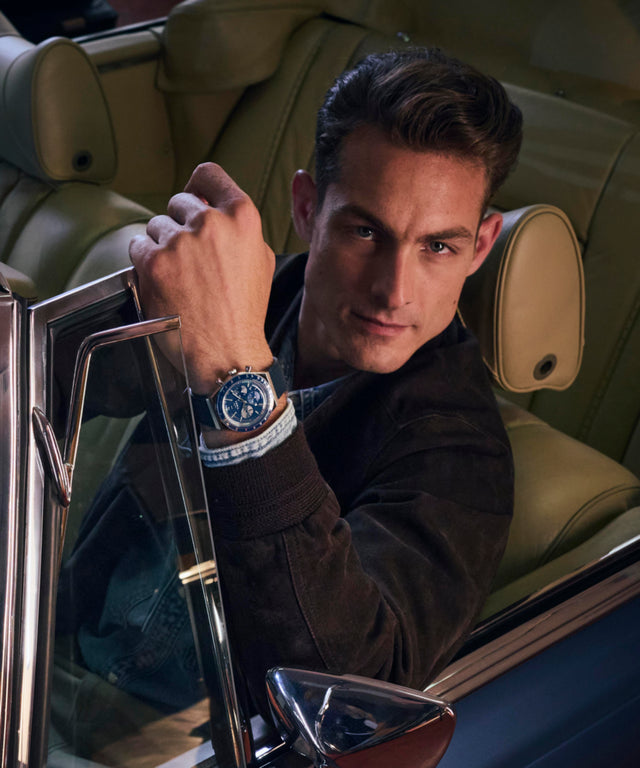 TW2Y36100 Q Timex® Chronograph 40mm Leather Strap Watch Alt Lifestyle Image 5