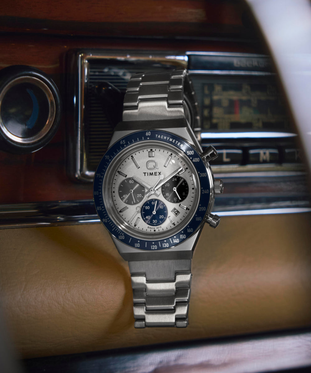 Q Timex® Chronograph 40mm Stainless Steel Bracelet Watch