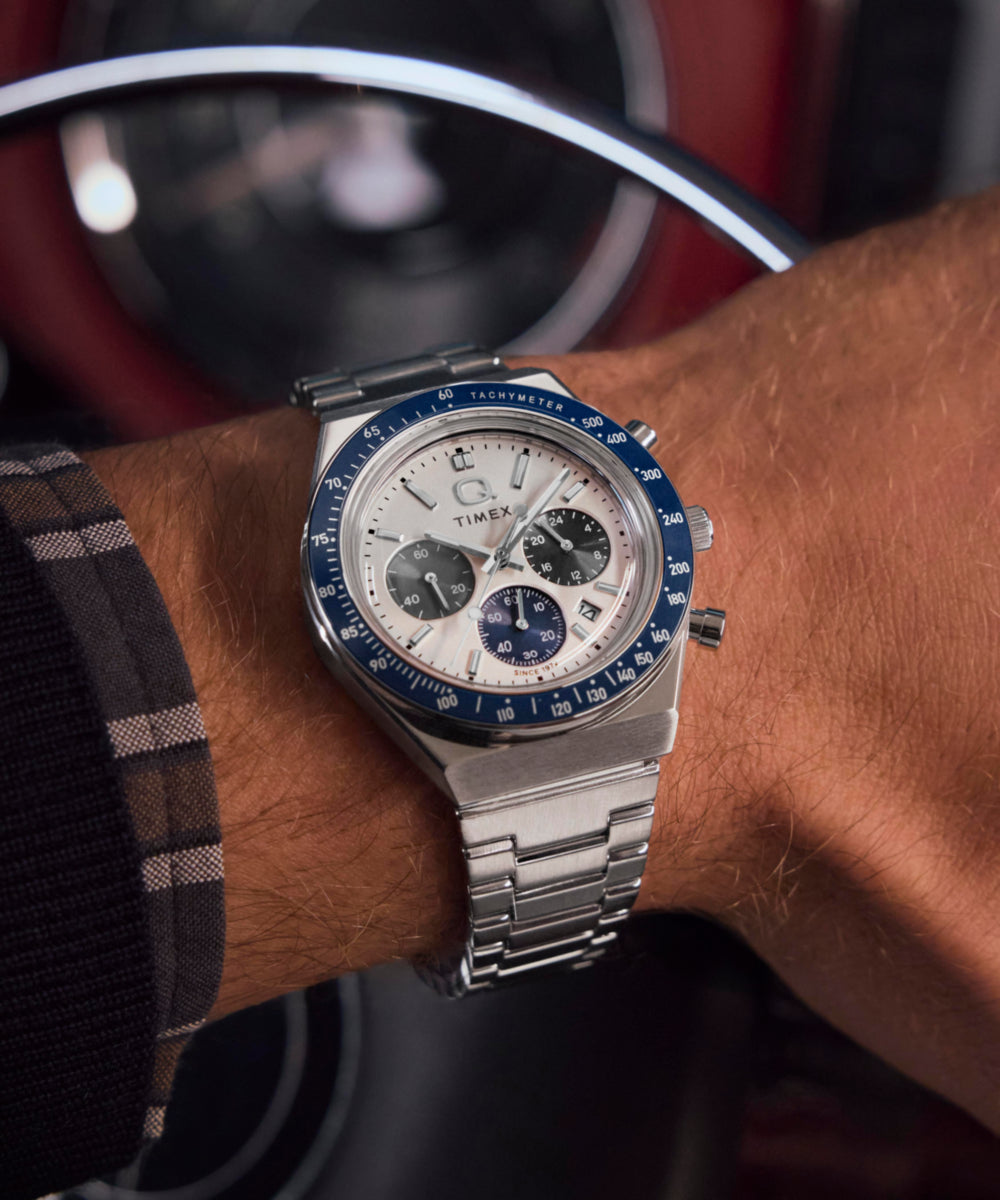 Q Timex® Chronograph 40mm Stainless Steel Bracelet Watch