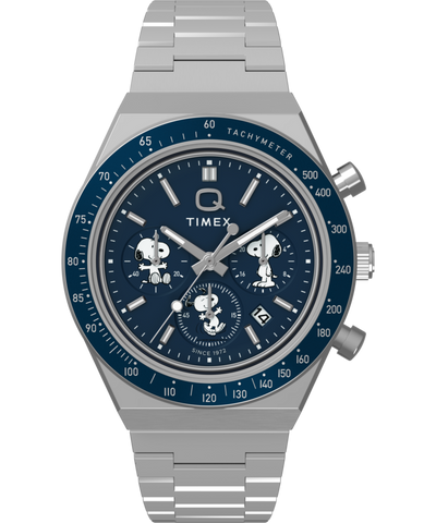 TW2Y45300 Peanuts® x Q Timex Chronograph 40mm Stainless Steel Bracelet Watch  Primary Image