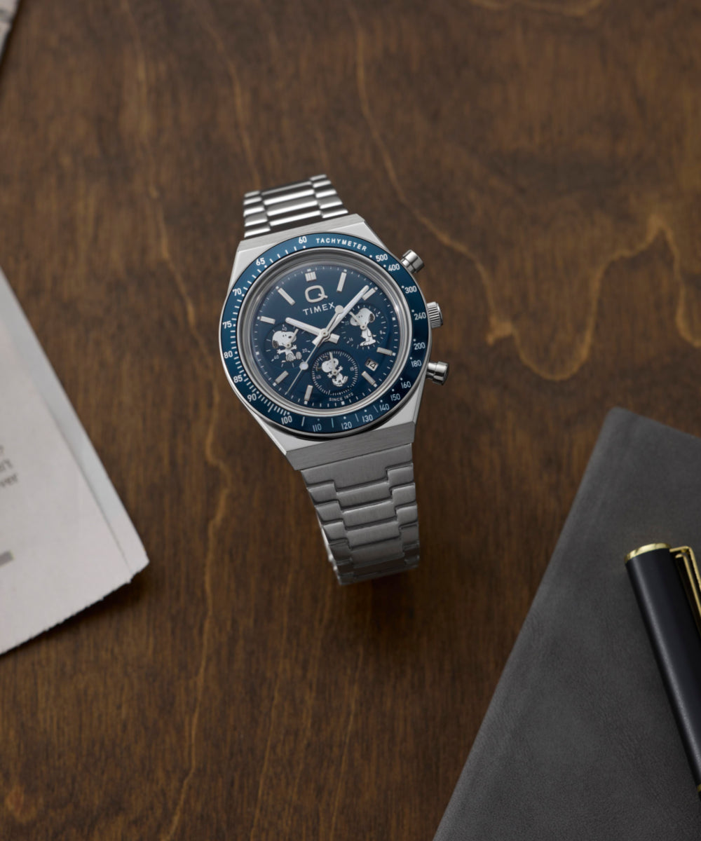 Peanuts® x Q Timex Chronograph 40mm Stainless Steel Bracelet Watch