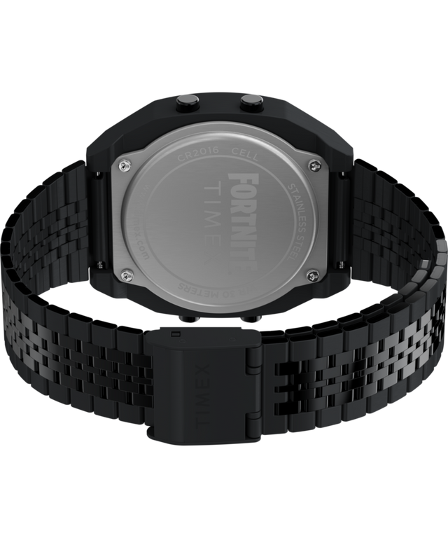 TW2Y46000 Timex x Fortnite T80 36mm Stainless Steel Bracelet Watch Caseback with Attachment Image