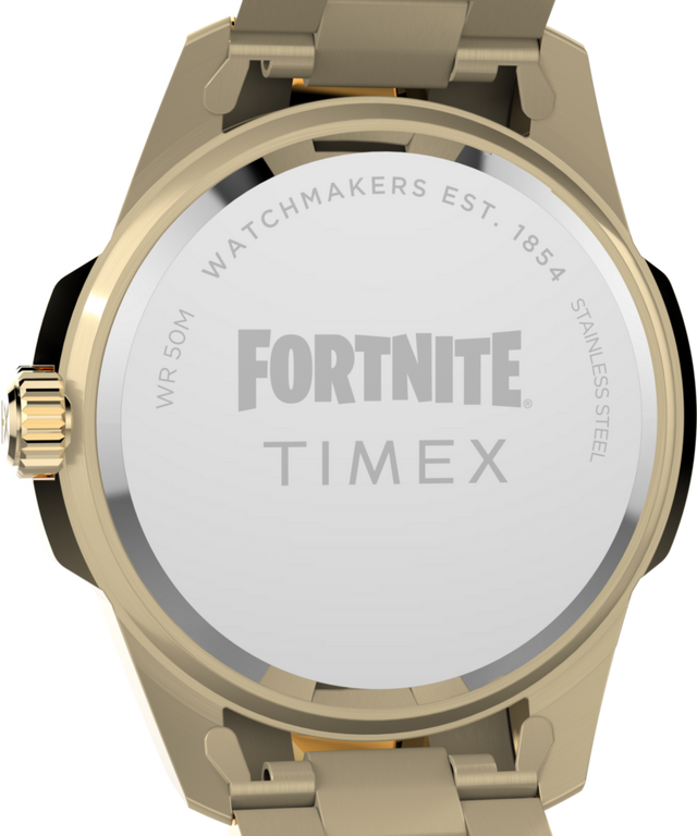 TW2Y47200 Timex x Fortnite Essex 45mm Stainless Steel Bracelet Watch Caseback Image
