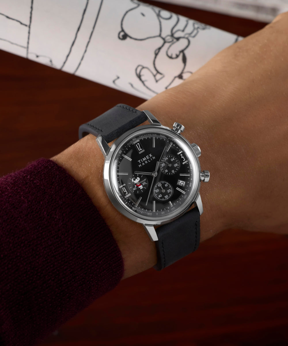 Peanuts® x Timex Marlin® Chronograph Joe Cool 40mm Leather Strap