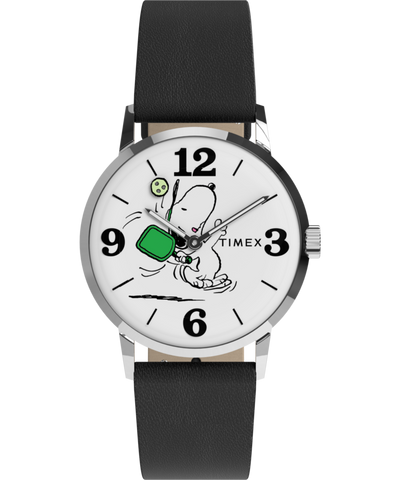 TW2Y50400 Peanuts® x Timex Marlin® Pickleball 38mm Leather Strap Watch Primary Image