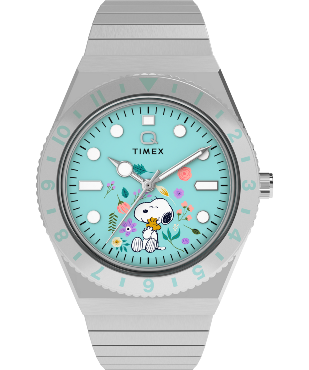 TW2Y52700 Peanuts® x Q Timex® 36mm Stainless Steel Expansion Band Watch Primary Image