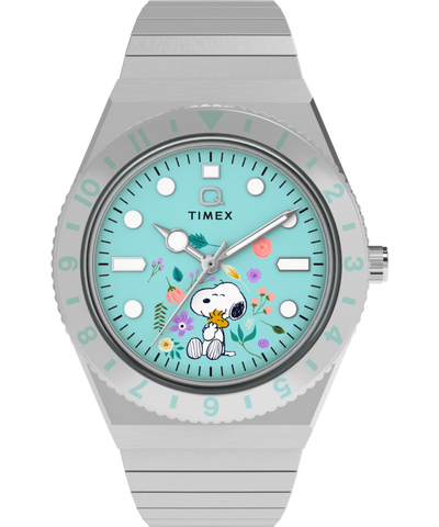 TW2Y52700 Peanuts® x Q Timex® 36mm Stainless Steel Expansion Band Watch Primary Image