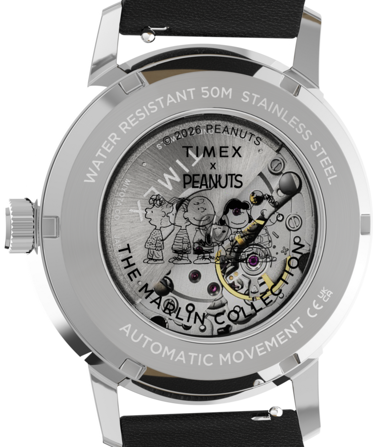 TW2Y53800 Peanuts® x Timex Marlin® Automatic Soccer 40mm Leather Strap Watch Caseback Image