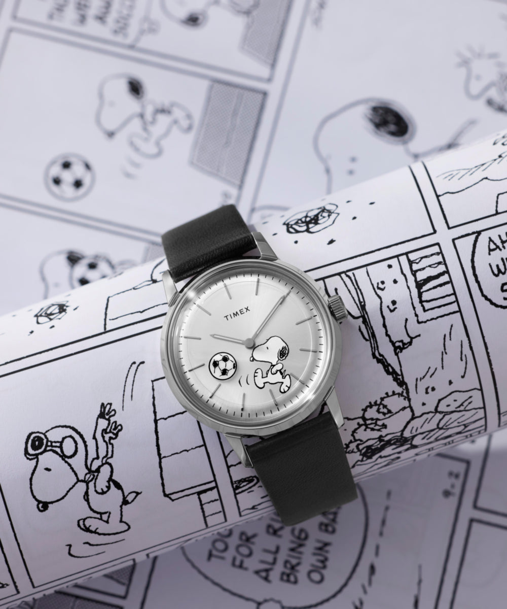 Peanuts® x Timex Marlin® Automatic Soccer 40mm Leather Strap Watch