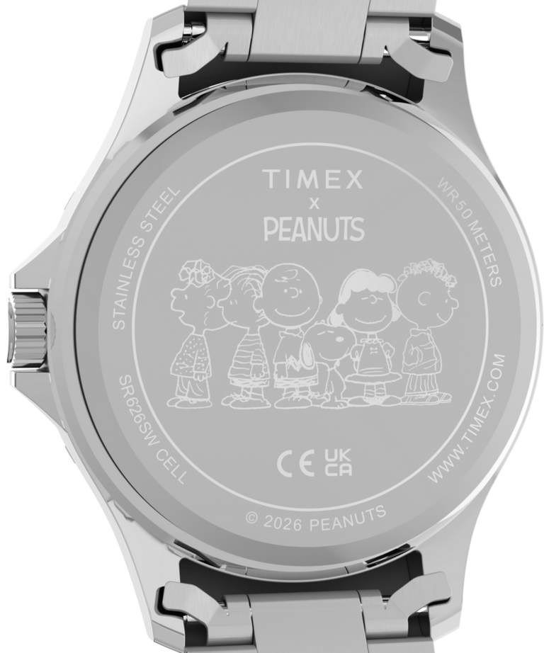 TW2Y53900 Peanuts® x Timex Navi Snoopy Soccer 41mm Stainless Steel Bracelet Watch Caseback Image