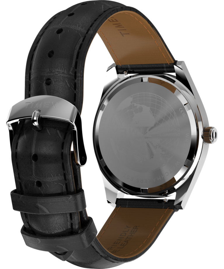 TW2Y55700 Q Timex Red Vega 1978 Reissue 38mm Leather Strap Watch Caseback with Attachment Image