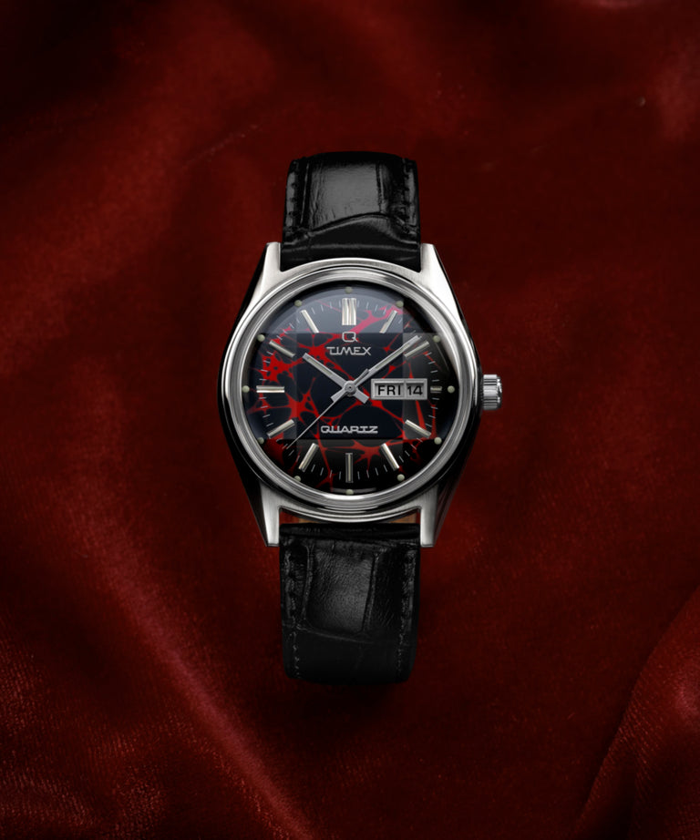 TW2Y55700 Q Timex Red Vega 1978 Reissue 38mm Leather Strap Watch Collab Additional Image