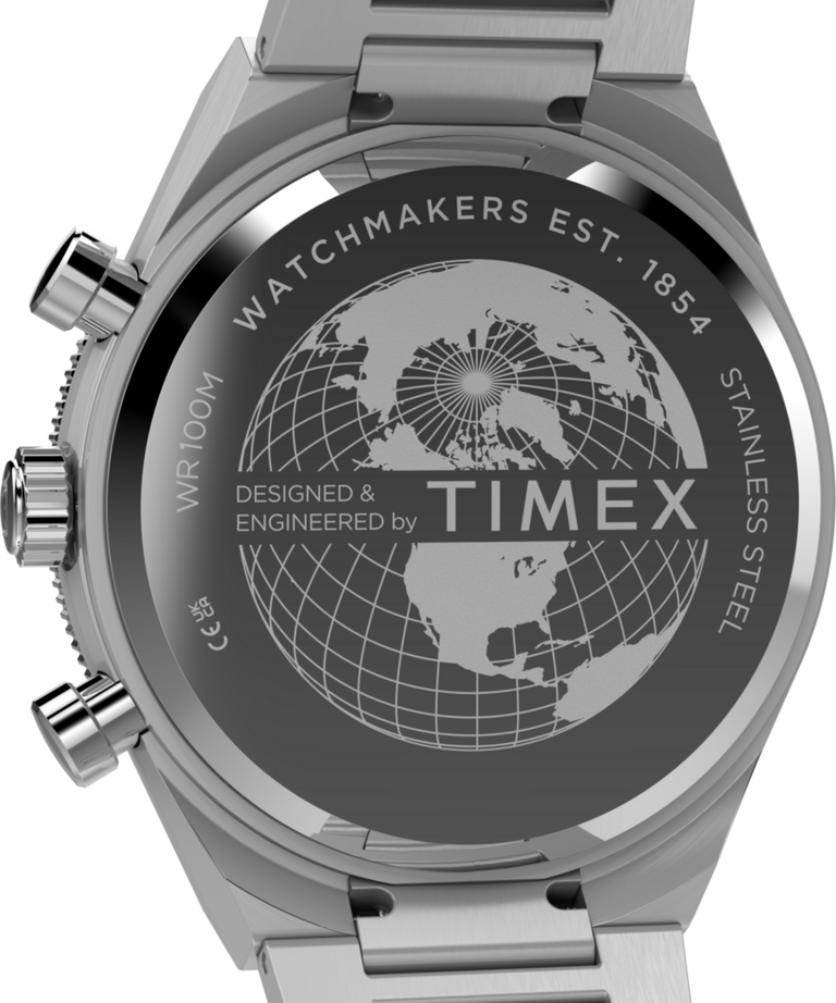 TW2Y55900 Q Timex Continental Chronograph 40mm Stainless Steel Bracelet Watch Caseback Image