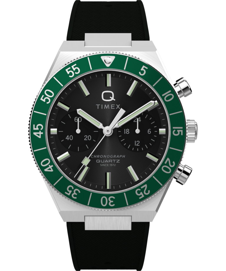 TW2Y56100 Q Timex Continental Chronograph 40mm Synthetic Rubber Strap Watch  Primary Image