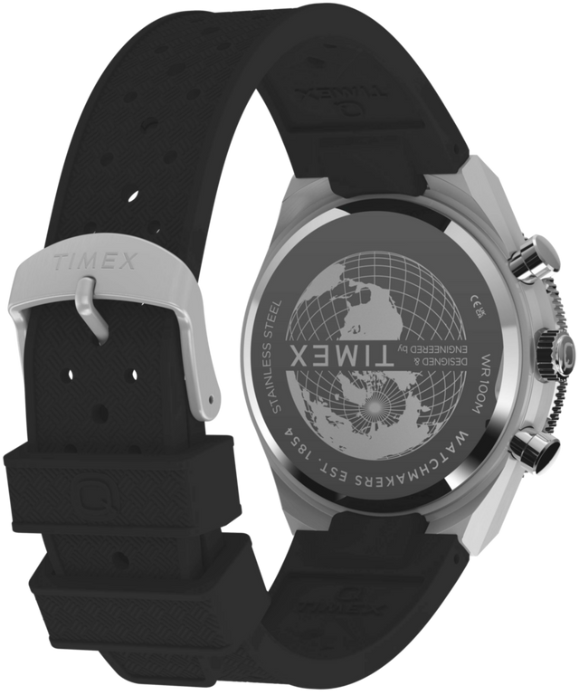 TW2Y56100 Q Timex Continental Chronograph 40mm Synthetic Rubber Strap Watch  Caseback with Attachment Image