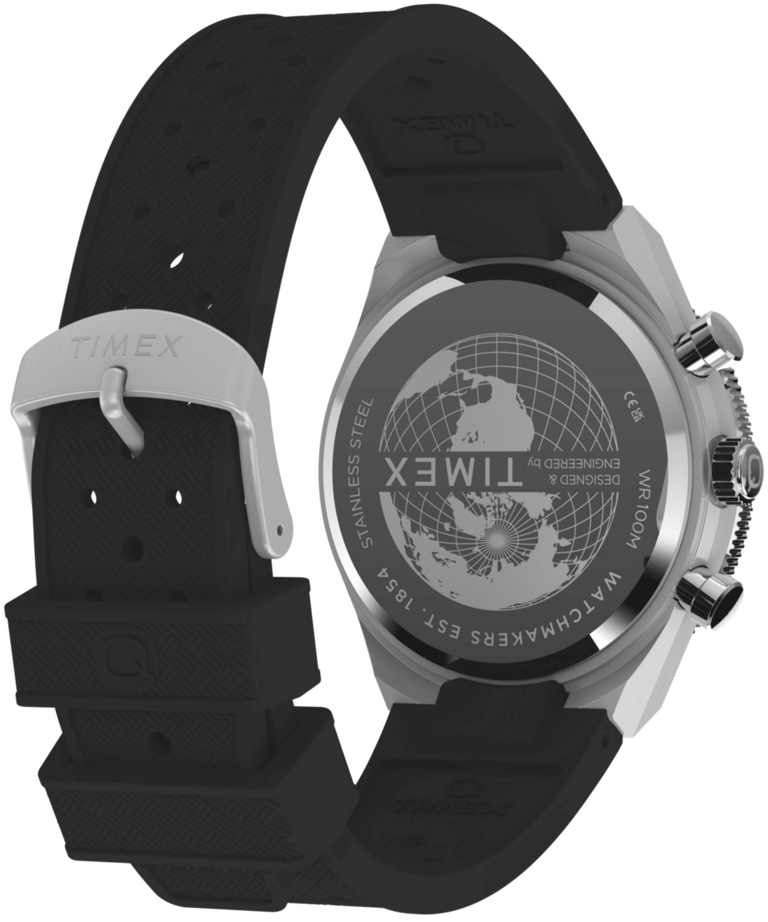 TW2Y56100 Q Timex Continental Chronograph 40mm Synthetic Rubber Strap Watch  Caseback with Attachment Image