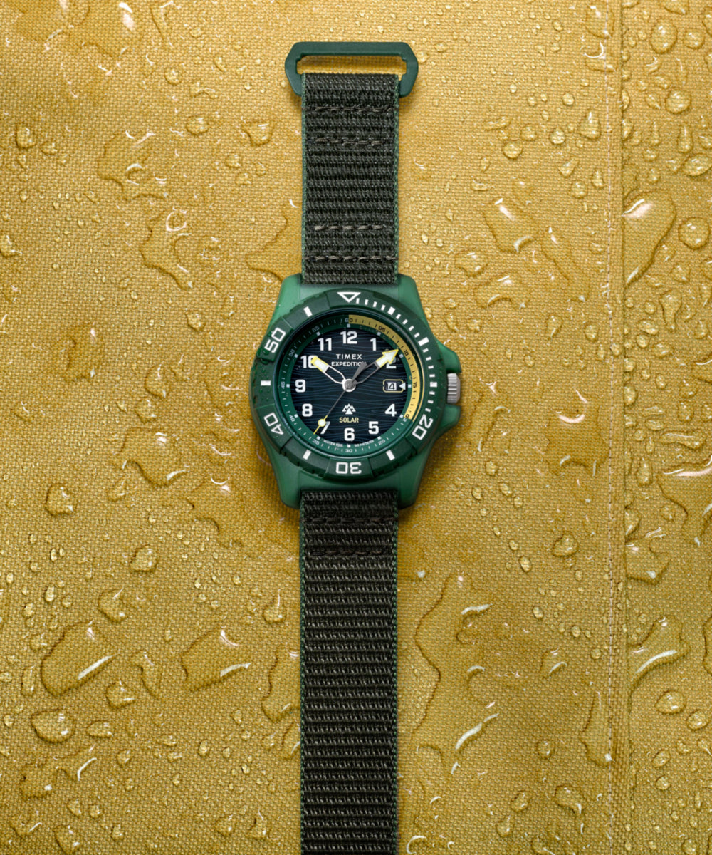 【新品未使用】TIMEX 腕時計 グリーン　アクセサリー　メンズ　時計 Expedition® Freedive Solar 46mm #tide Fabric Strap Watch