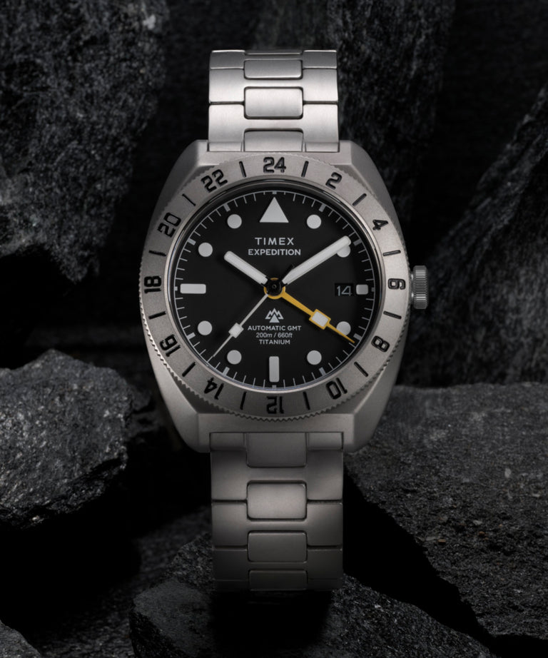 TW2Y63500 Expedition® Pioneer Titanium Automatic GMT 41mm Titanium Bracelet Watch Campaign Key Silhouettes (Beauty shots) Image