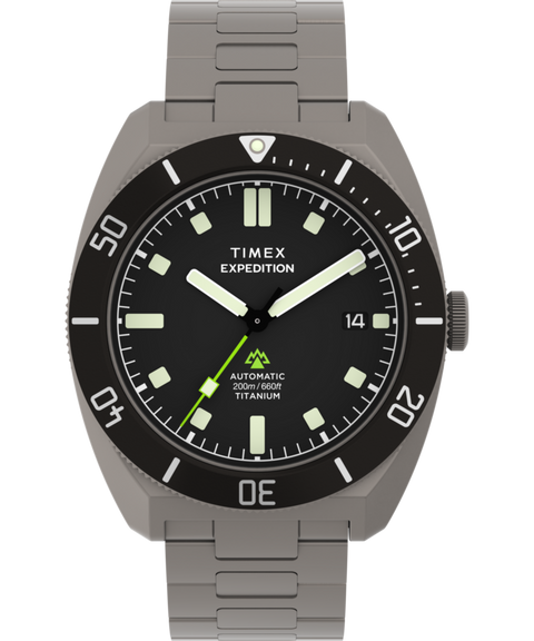 新品電池/稼働TIMEX EXPEDITION デイト　メンズ　ビンテージ　希少 Expedition® Pioneer Titanium Automatic GMT 41mm Titanium Bracelet