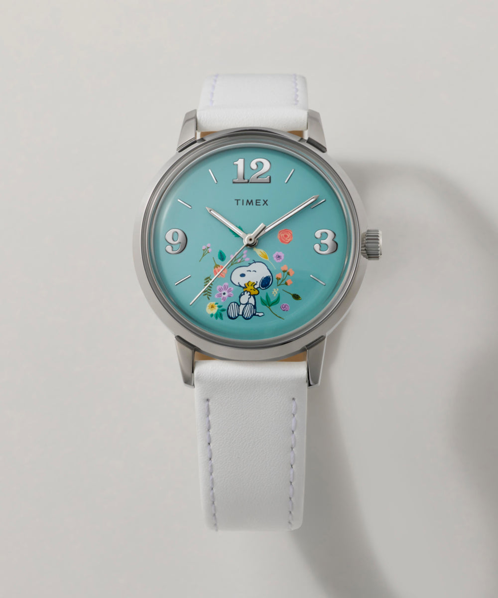 Peanuts® x Timex Marlin® Flower Dial 38mm Leather Strap Watch