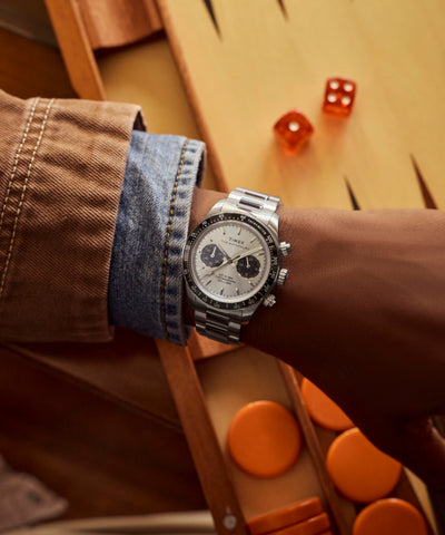 TW2Y70500 Waterbury Heritage Chronograph 39mm Stainless Steel Bracelet Watch Alt Wrist Shot 1 Image